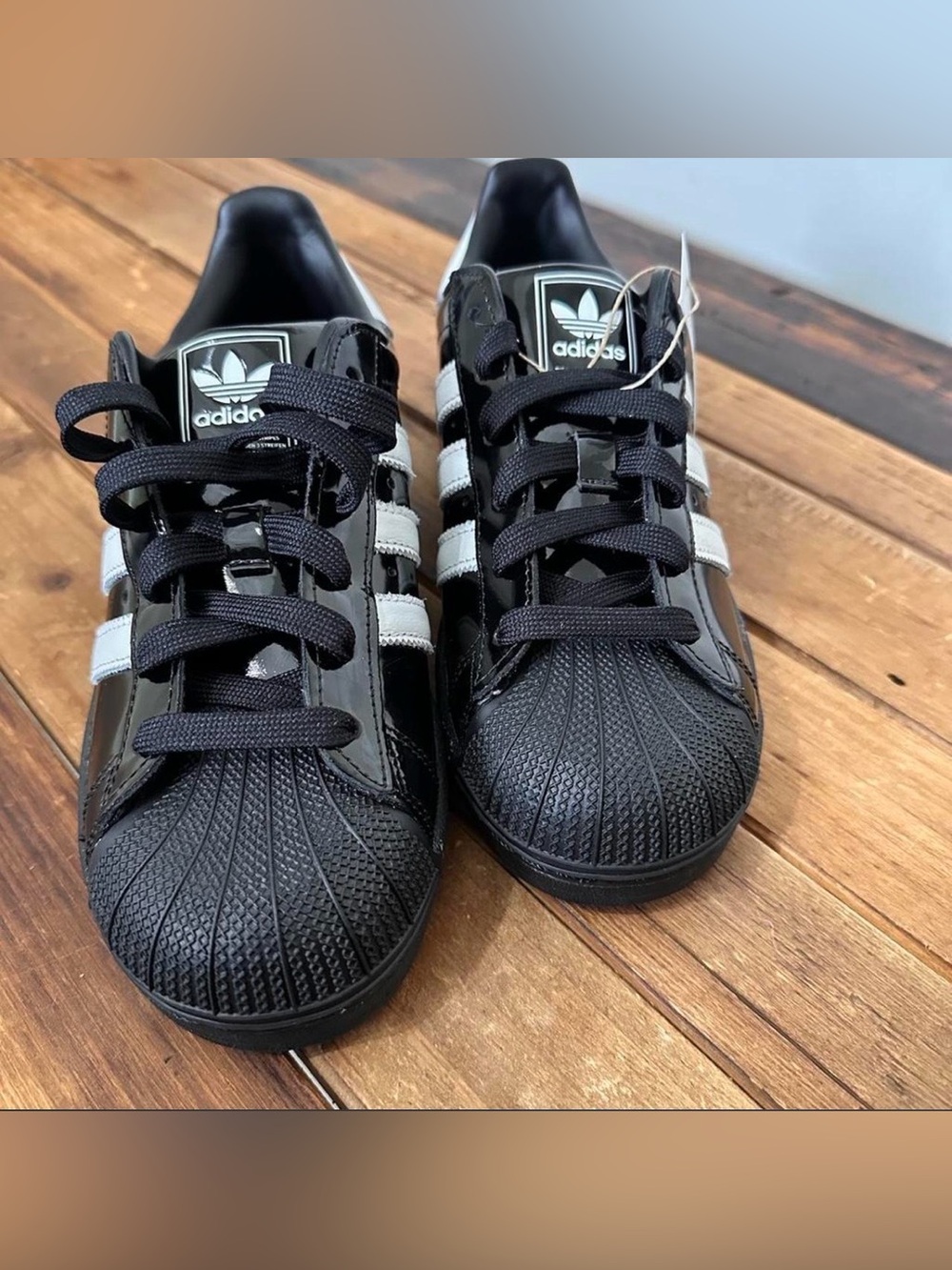 adidas Black with White Stripes Classic Shell-Toe Sneakers